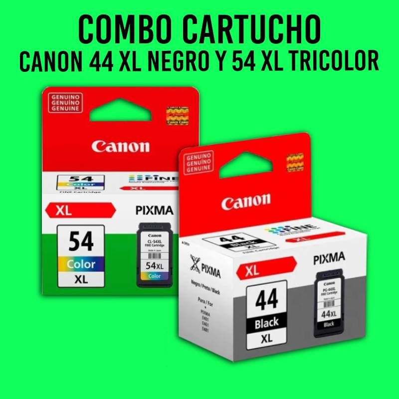 [CJ4454XL] Combo Cartucho De Tinta Canon 44XL Negro y 54XL Tricolor Original