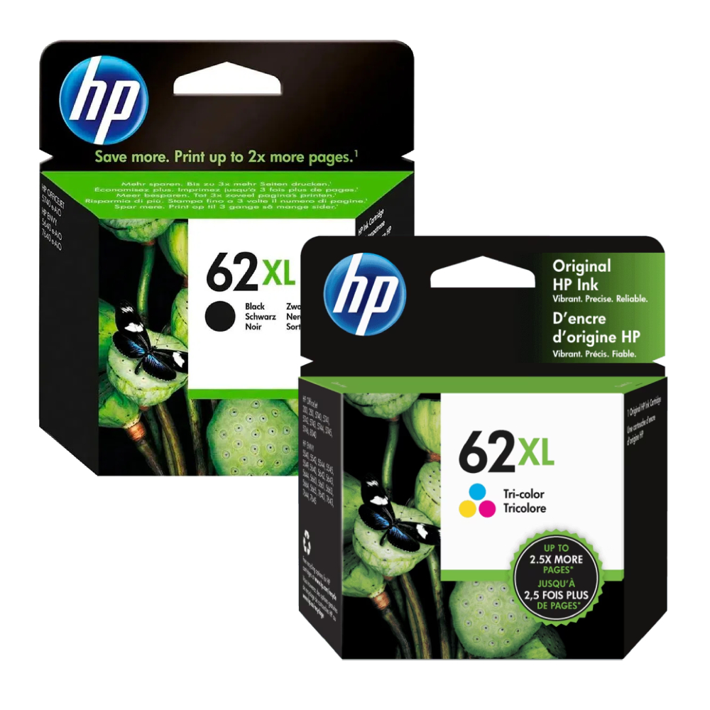 [C62XL] Combo Cartucho De Tinta HP 62XL Negro y Tricolor Original