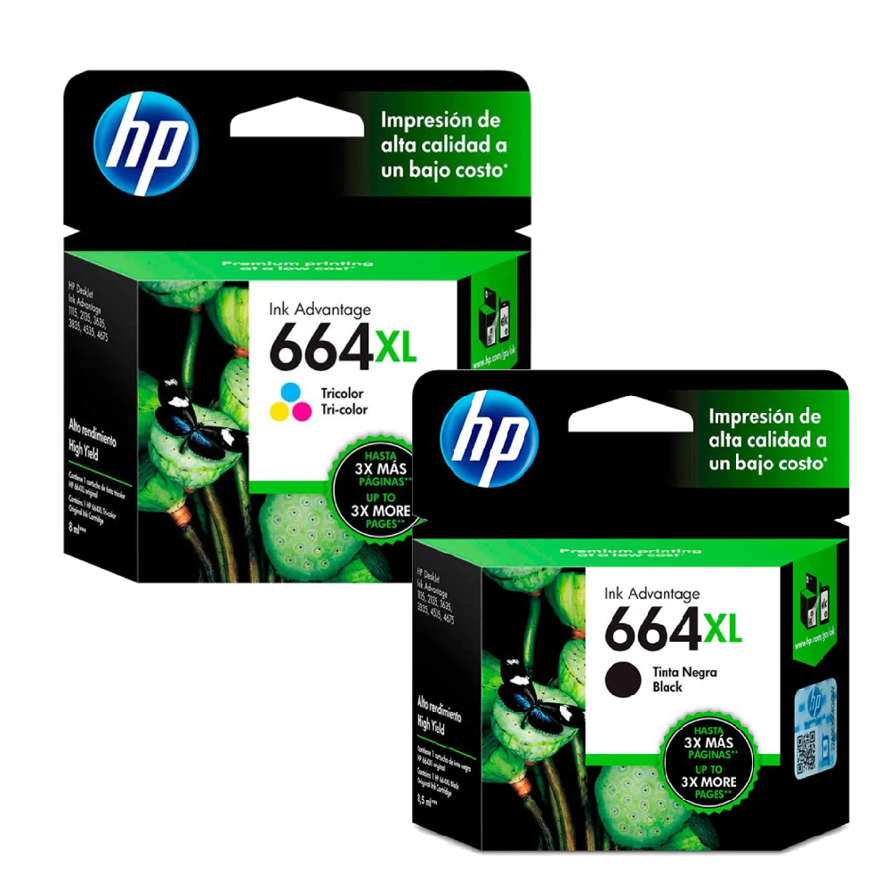 [C664XL] Combo Cartucho De Tinta HP 664XL Negro y Tricolor Original