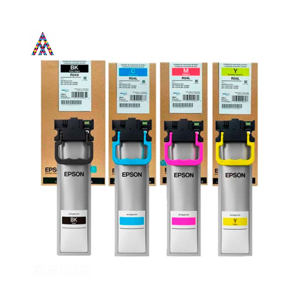 [WC-1823-Amarillo-Y] Tinta Epson R04L Original – Pack Completo y Botellas Individuales (Negro, Cian, Magenta, Amarillo) (Amarillo (Y).)