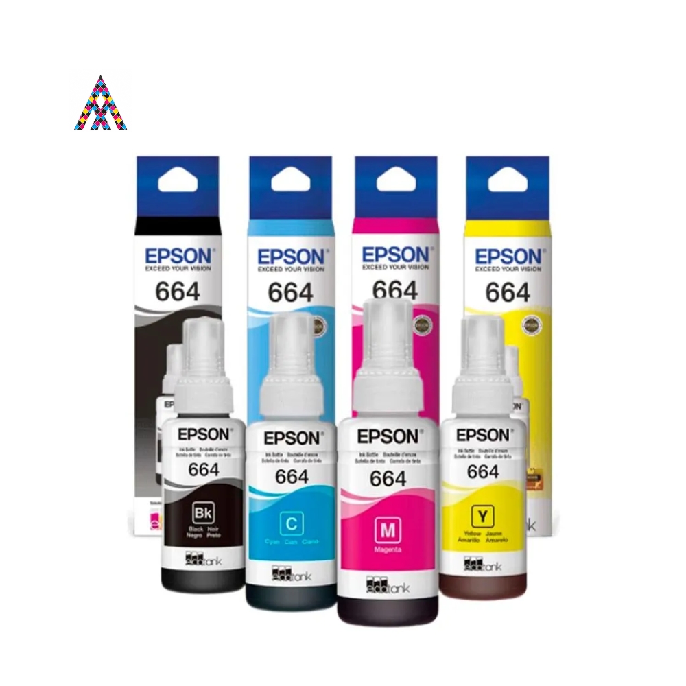 [WC-1740-Amarillo-Y] Tintas Epson 664 – Pack Completo y Botellas Individuales (Negro, Cian, Magenta, Amarillo) (Amarillo (Y).)