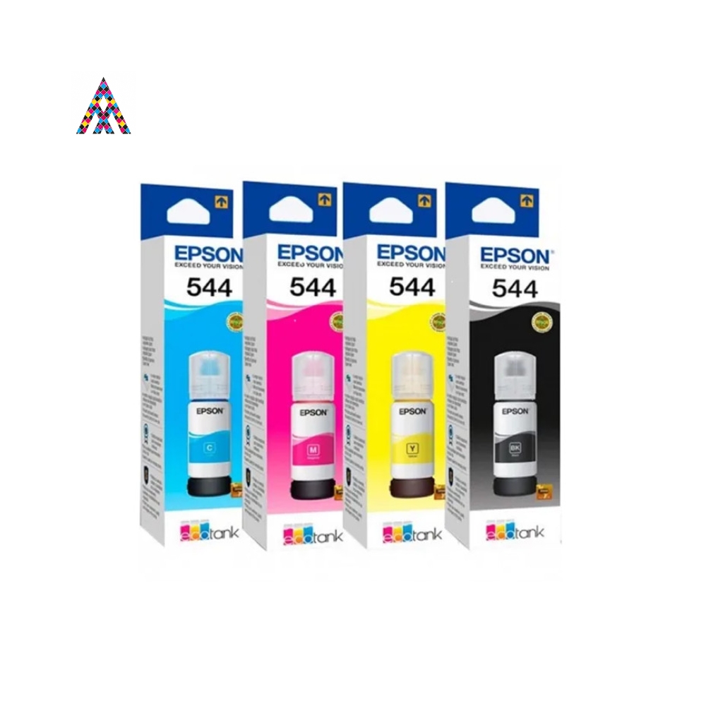 [WC-1727-Amarillo-Y] Tintas Originales Epson 544 – Pack Completo y Botellas Individuales (Negro, Cian, Magenta, Amarillo) (Amarillo (Y).)