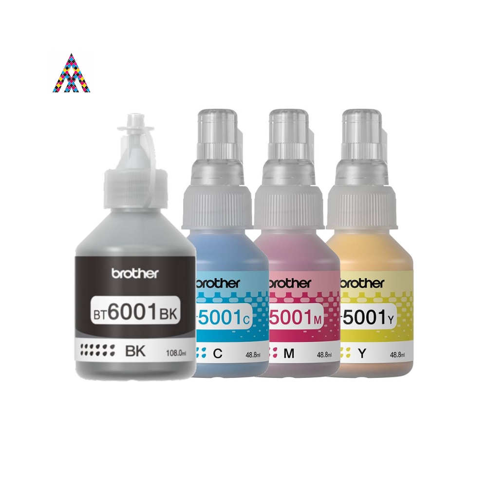 [WC-1612-Amarillo-Y] Tintas Brother BT5001 y BT6001 Originales – Individuales y Kit Completo (Negro, Cian, Magenta y Amarillo) (Amarillo (Y).)